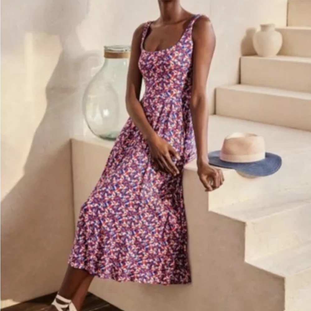 Boden Petronella Flamingo Print Sleeveless Jersey Dress